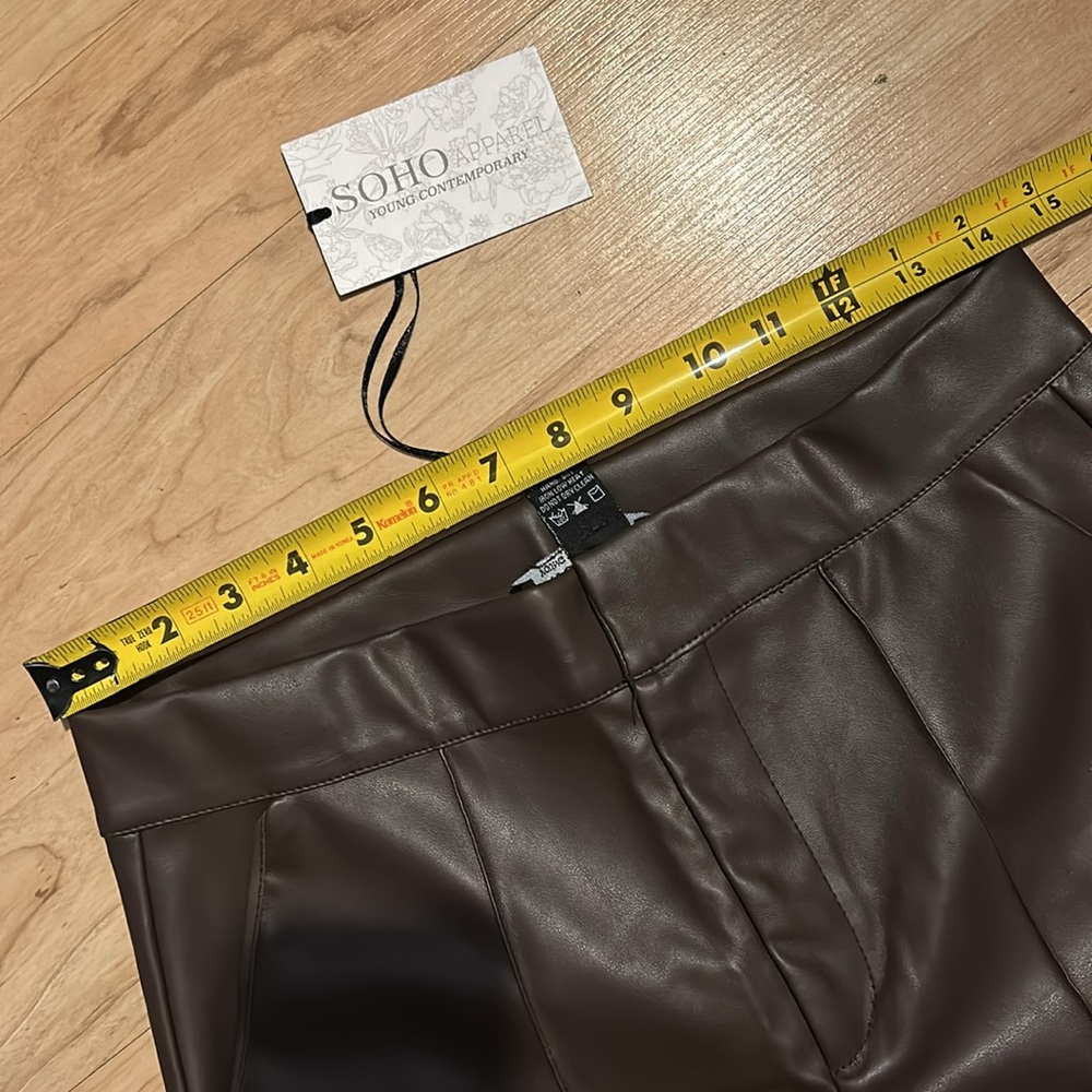 Faux leather brown Wide leg pants Large - Picture 6 of 6